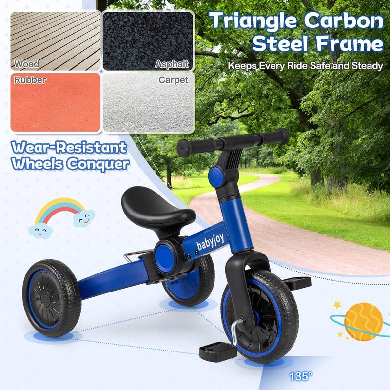 Gymax 5-In-1 Toddler Bike Kids Balance Bike w/ Removable Pedals