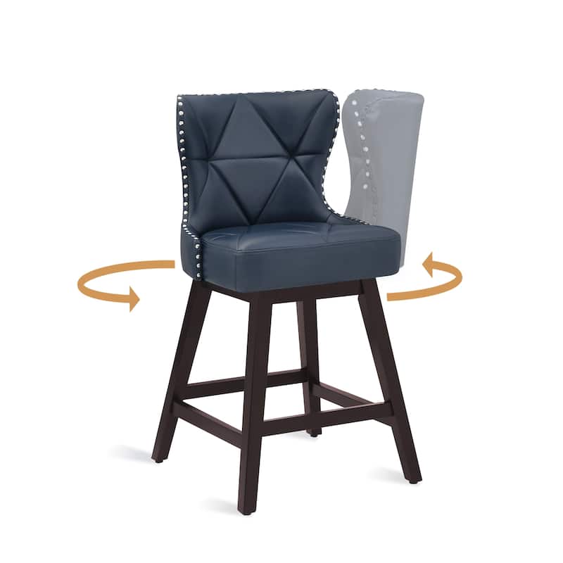 26 in. Mid-Century Modern Faux Leather/Fabric Swivel Bar Stools for Kitchen Island（Set of 3） - 20"W x 20"D x 39"H