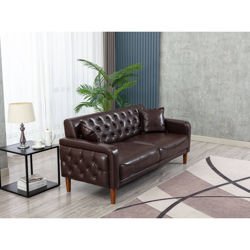PU Leather Sofa with Tufted Buttons