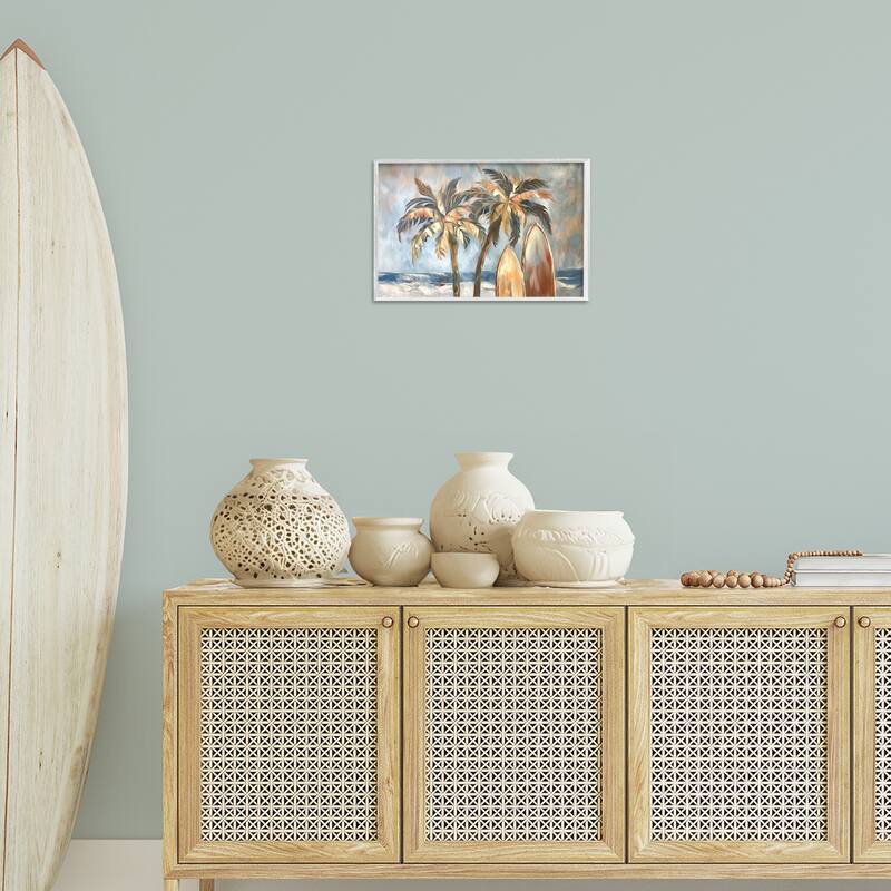 Stupell Warm Tropical Surfboards Framed Giclee Art Design By Ramona Murdock