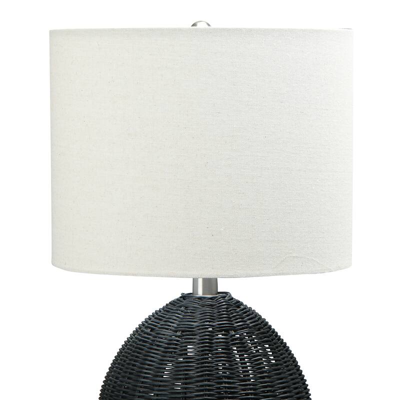 Woven Rattan Table Lamp with Drum Shade