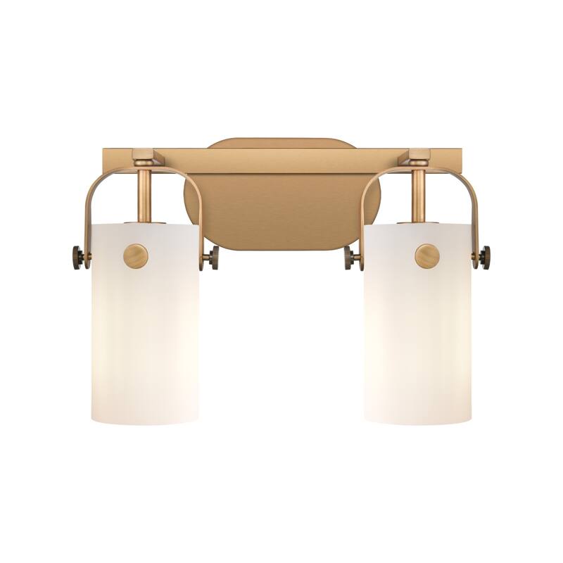 Innovations Lighting 423-2W-10-15 Pilaster II Cylinder Vanity Pilaster - Brushed Brass / Matte White
