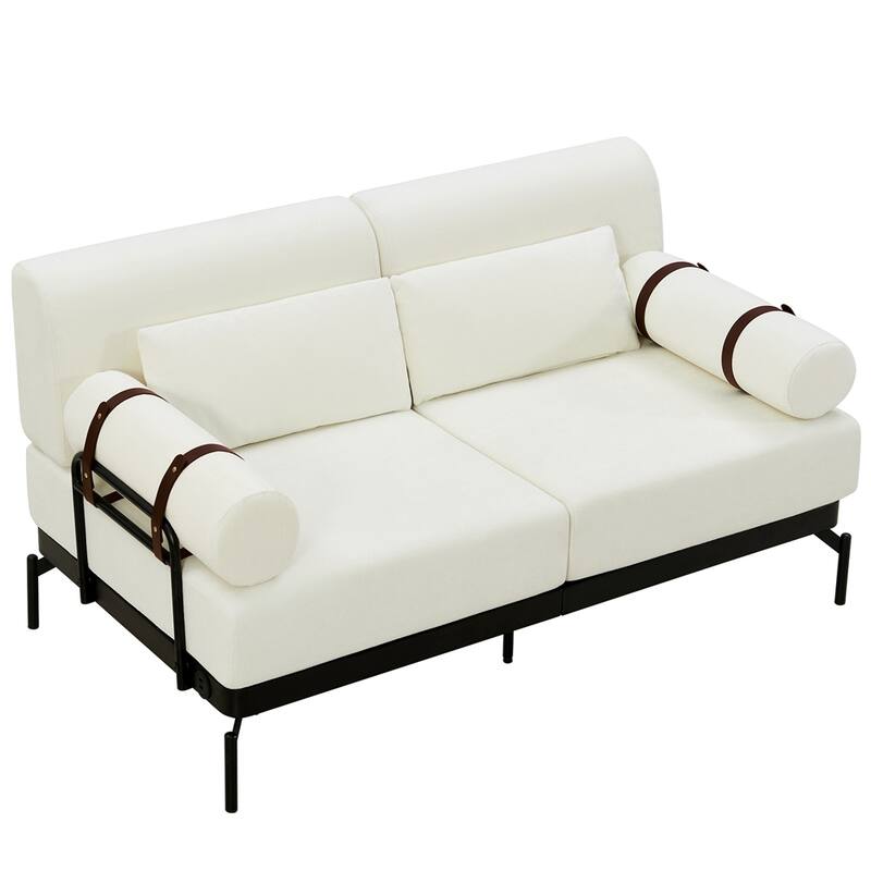 59 Inch Sofa Couch 2-Seater Sofa with Flexible USB Ports