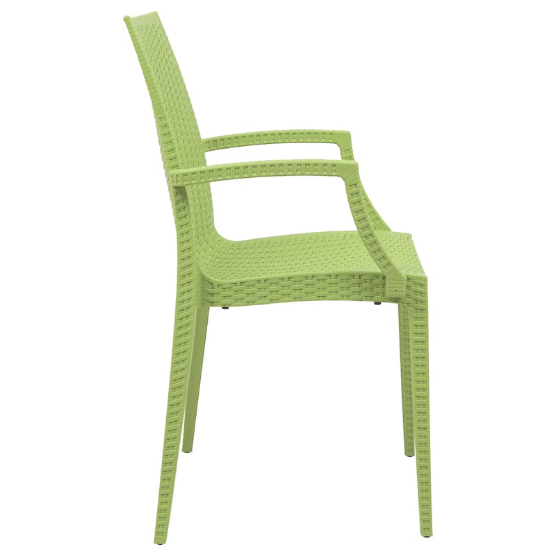 Mace Polypropylene Stackable Armrest Patio Dining Chair with Woven Design for Outdoor Dining Patio Indoor Gatherings