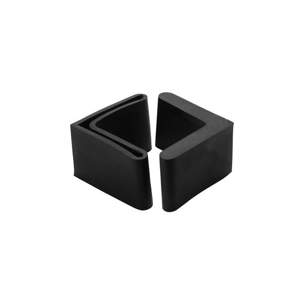 Furniture Angle Iron Foot Pads L Shaped Rubber Leg Covers Protectors 30 x 30mm 2 Pcs Black