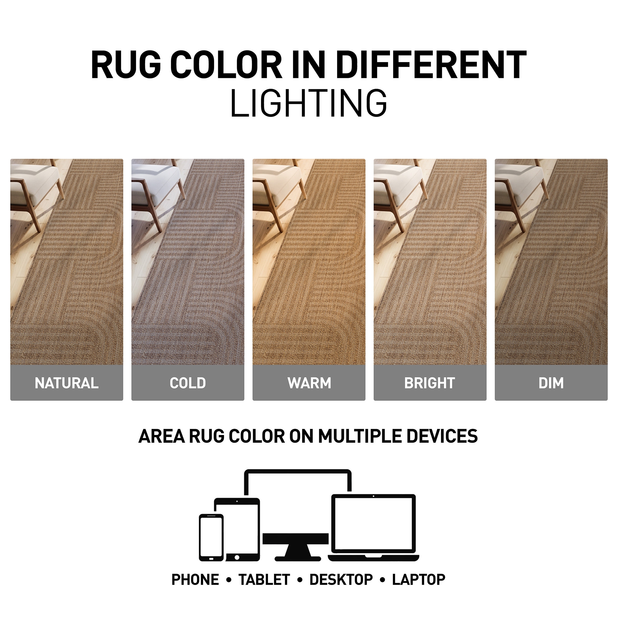 World Rug Gallery Geometric Indoor/Outdoor Flat Woven Area Rug - Natural Jute-Style, Easy-Care Patio Rug for Balcony Patio Deck