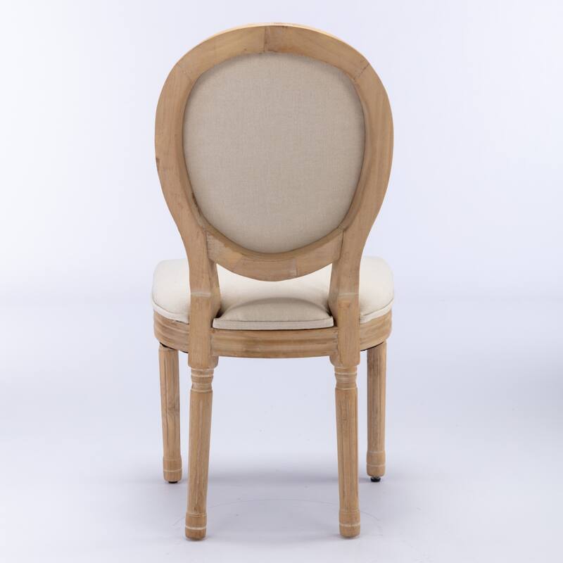 French Linen Upholstered Dining Chairs Set of 2
