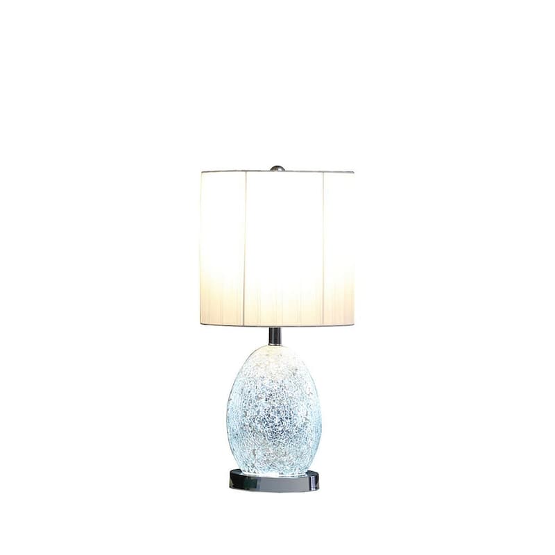 20" Contemporary White Glass Table Lamp with Built-In Night Light