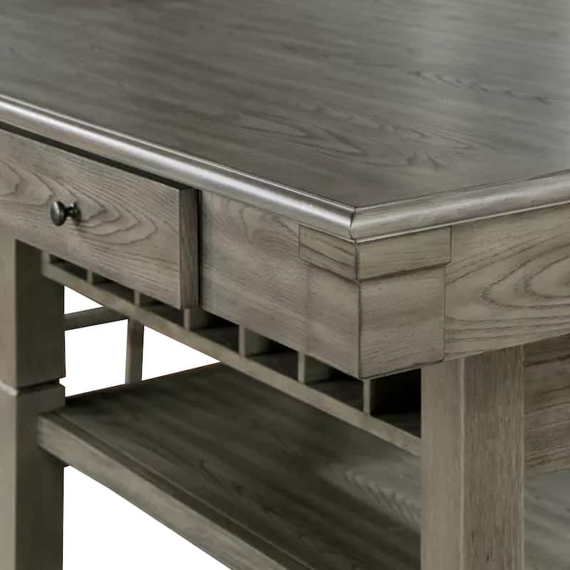 Yani 7pc Counter Height Dining Table and Chair Set, Wire Brushed Gray