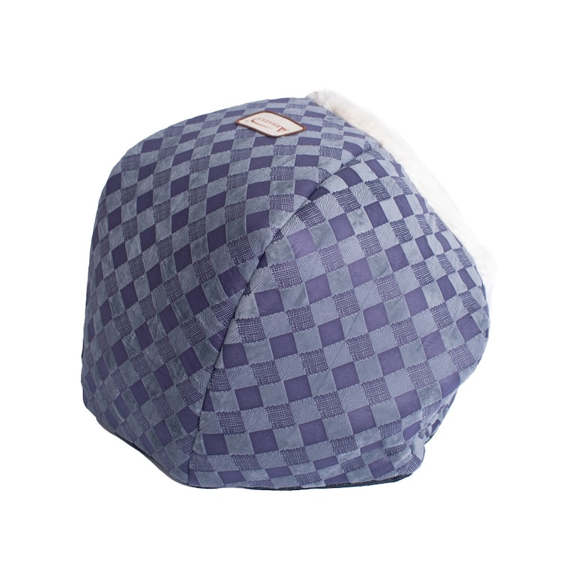 Cuddle Cave Cat Bed For Cats and Puppy Dogs, Blue Checkered - 19"(L ) x 16"(W) x 12"(H)