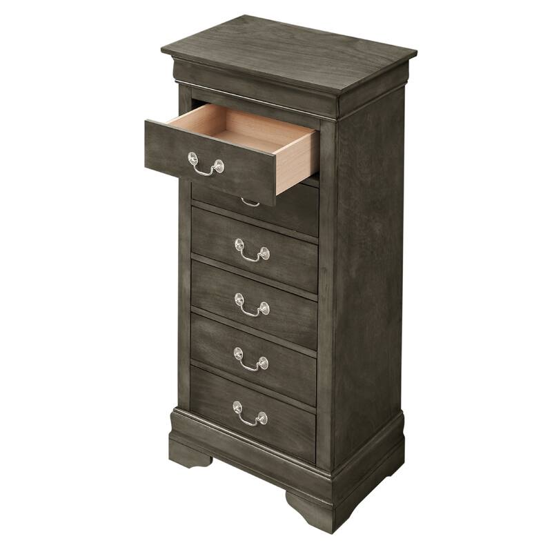 7-Drawer Wooden Bedroom Chest - 51" - Gray