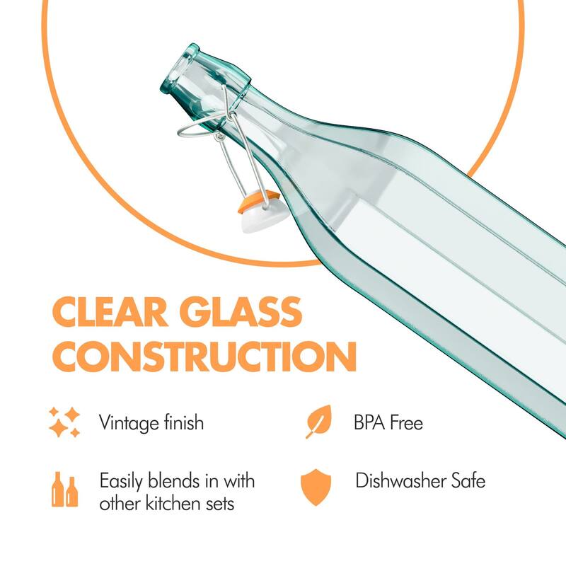 Amici Home Set of 4 Faceted Hermetic Glass Bottles - 25 oz