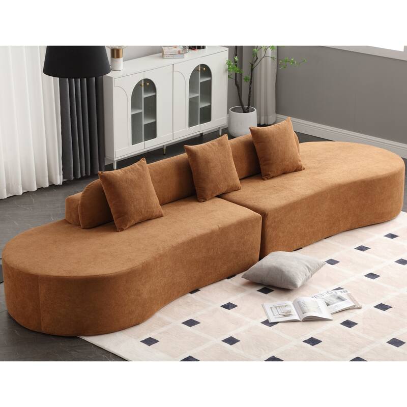 Modern Minimalist Living Room Terrycloth Fabric Modular Sofa with Pillows