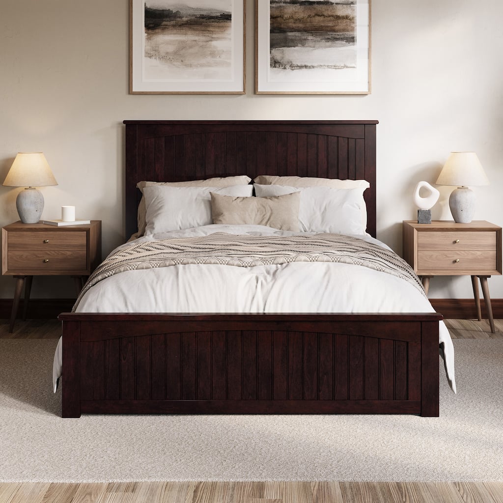 Naples Solid Wood Low Profile Platform Bed with Matching Footboard