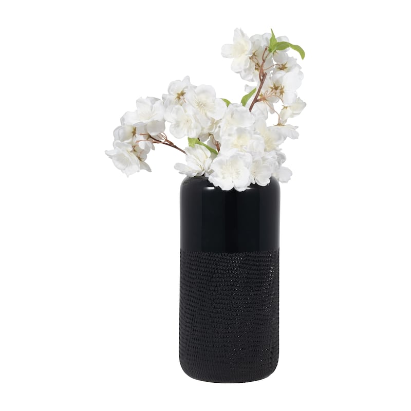 Sagebrook Home Ceramic Vase, Versatile Home Accents for Stylish Decor - Grooved Black - 5" x 5" x 10"