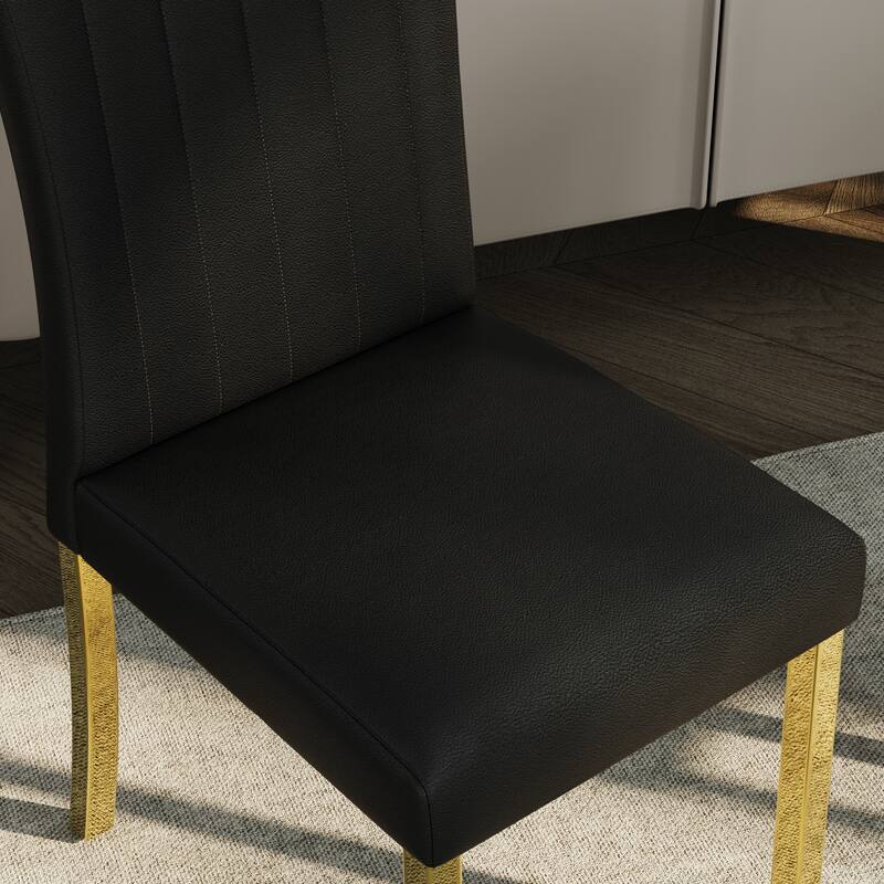 Luxury Dining Table Set with PU Leather Dining Chairs