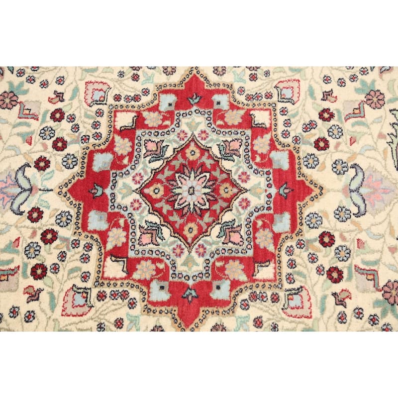 Wool/ Silk Vegetable Dye Tabriz Area Rug Hand-knotted Oriental Carpet - 4'2" x 6'1"