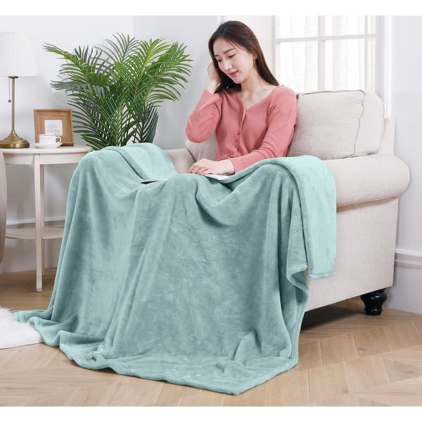 slide 0 of 42, RACHEL Rachel Roy Solid Silky Flannel Fleece Oversized Throw Blanket