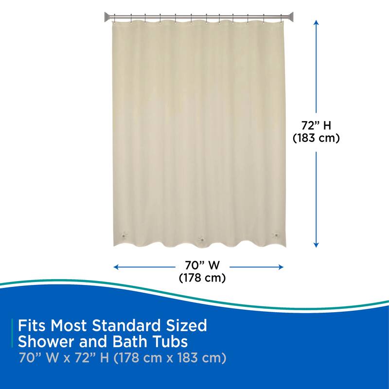 Kenney Lightweight PEVA Shower Curtain Liner, 70" W x 72" H