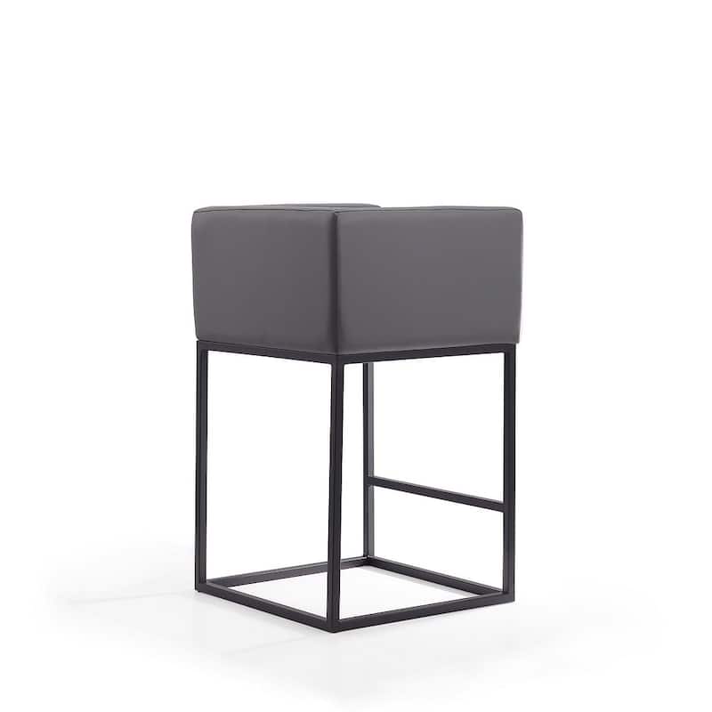 Manhattan Comfort Embassy 34 in. Black Metal Counter Height Bar Stool (Set of 2)