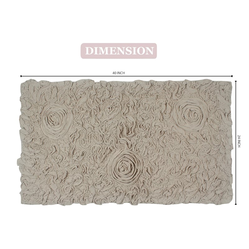 Bell Flower Bathroom Rug, Cotton Soft, Water Absorbent Bath Rug, Non Slip Shower Rug Machine Washable 24"x40" Rectangle