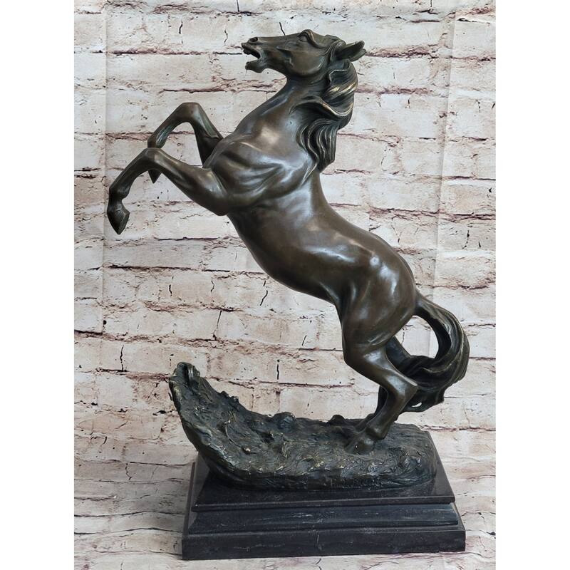 Rearing Horse On Hind Legs Bronze Sculpture Statue Equestrian Pj Mene Art Decor