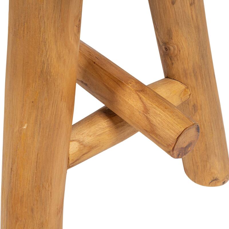 Woven Mendong and Teakwood Stool