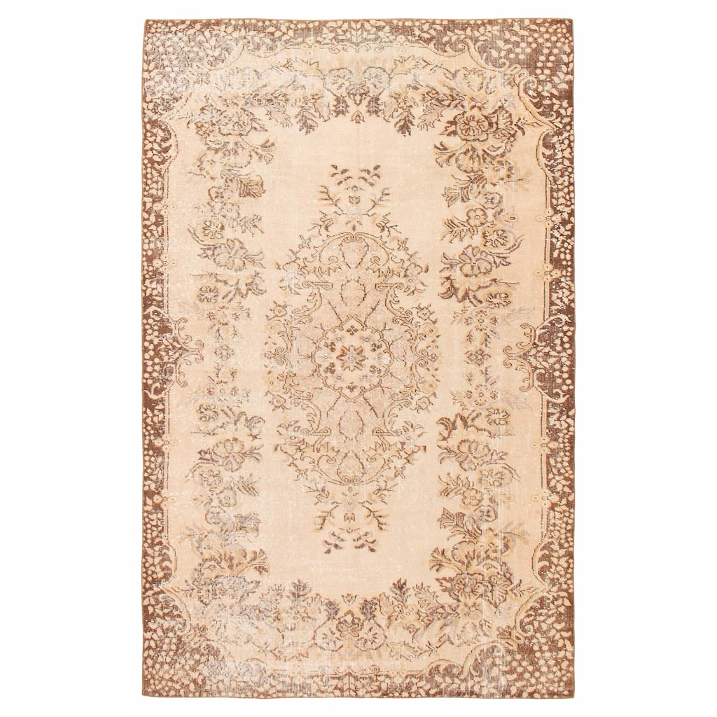 ECARPETGALLERY Hand-knotted Antalya Vintage Cream Wool Rug - 5'10 x 9'5