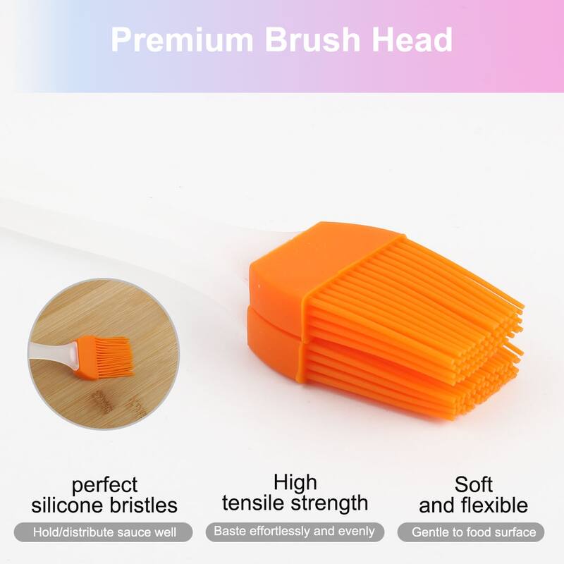 2pcs Flexible Silicone Brush Heat Resistant Non-stick Cooking Tool - Orange