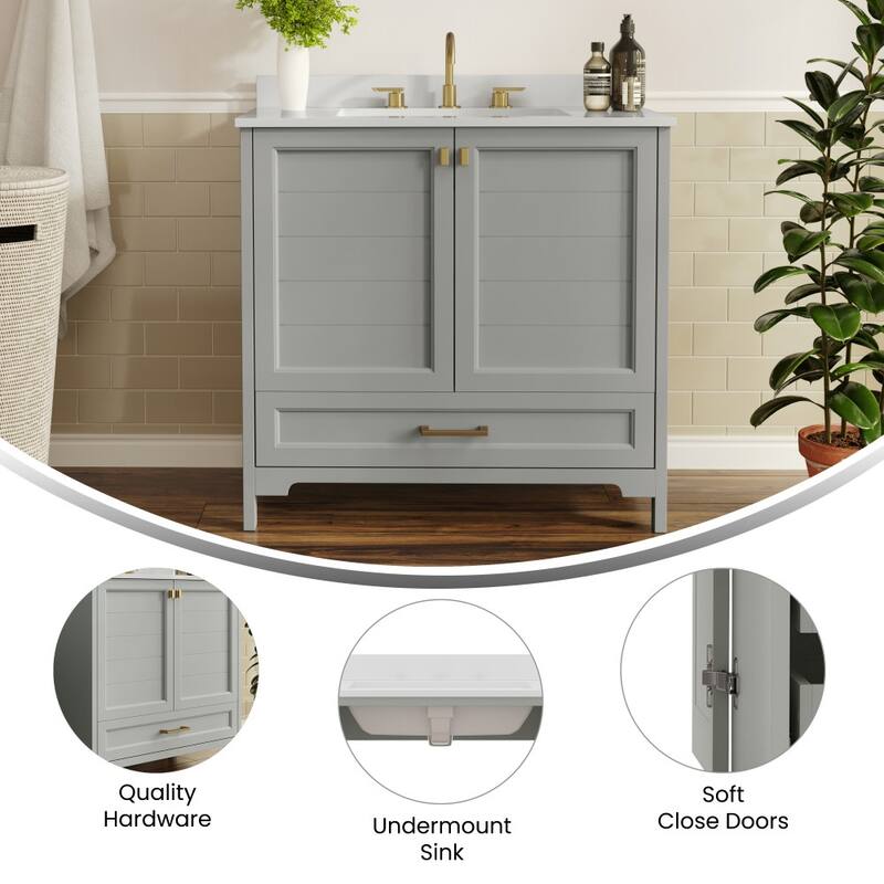 Bathroom Vanity with Undermount Sink, Cabinet, and Drawer