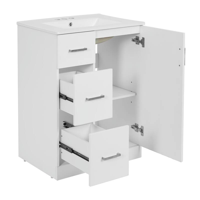 24" Modern Bathroom Vanity with Sink, Small Bathroom Sink Cabinet