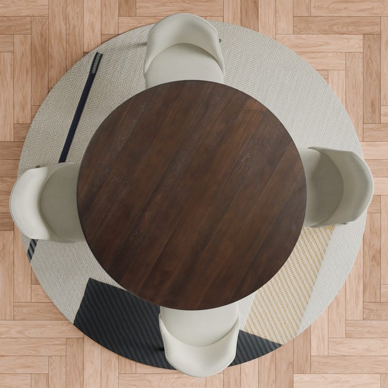 5-Piece Modern Round Dining Table Set with Upholstered Chairs Pedestal Base