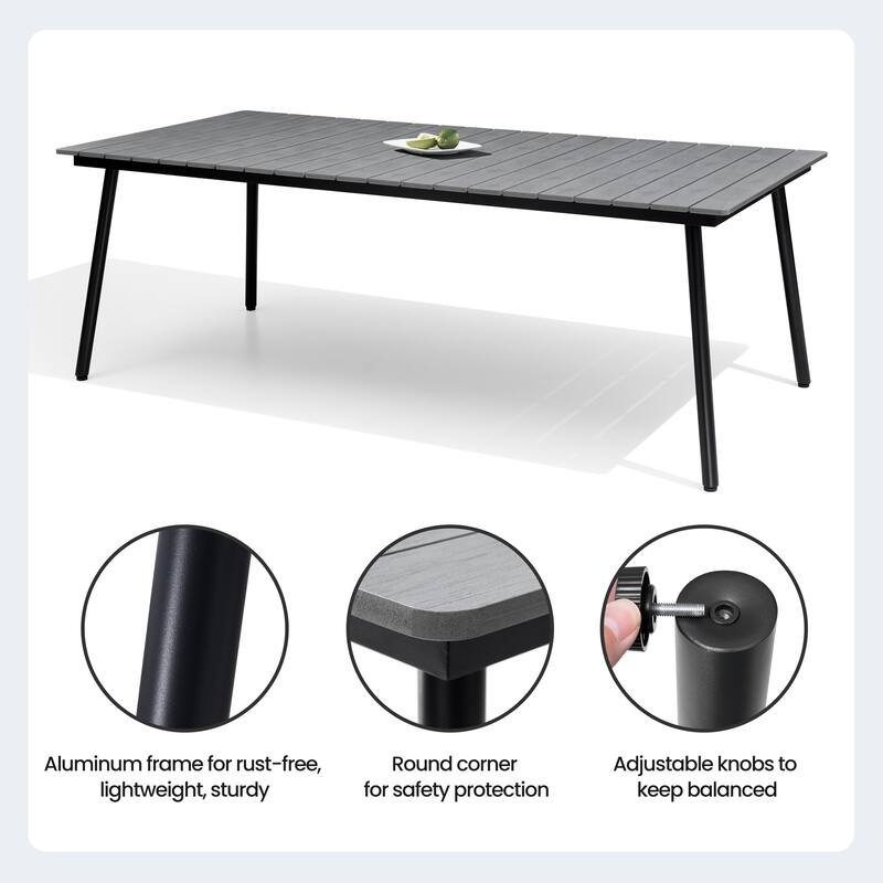 7 Pieces Outdoor Dining Set Aluminum Dining Table with Stackable Chairs