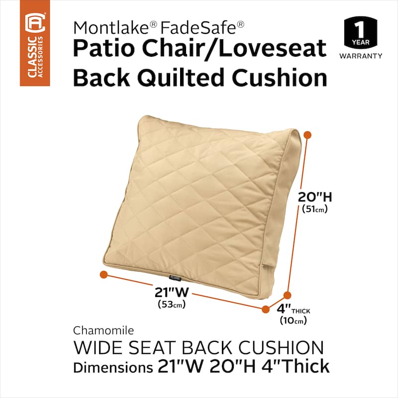 Classic Accessories Montlake FadeSafe Patio Chair/Loveseat Back Quilted Cushion
