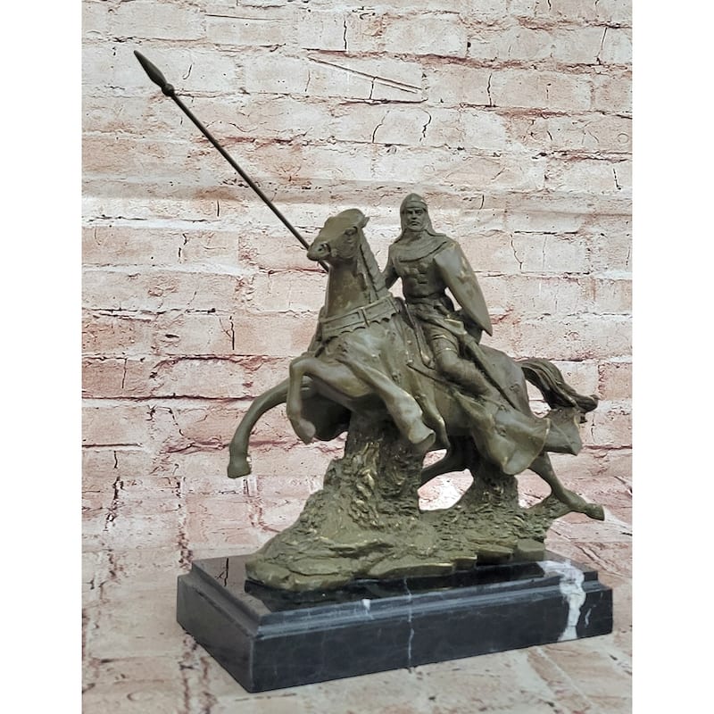 Medieval Knight On Imitative Horseback Bronze Statue – Warrior Figurine