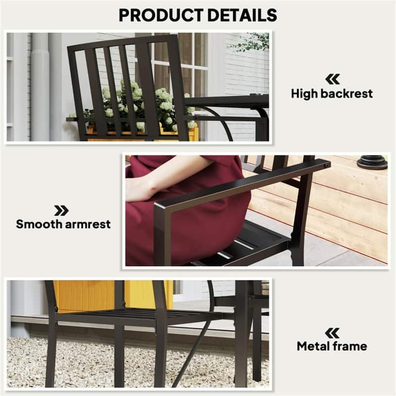 Galvanized Steel Outdoor Dining Chair Set of 2 Stackable - 22.5" W x 22.75" D x 35" H