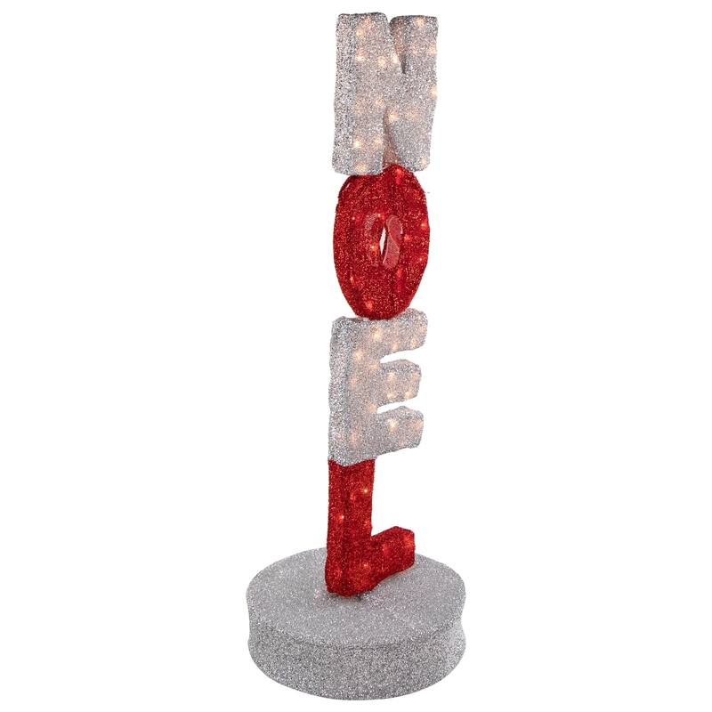 39" Lighted Red and Silver Noel Outdoor Christmas Sign Decoration