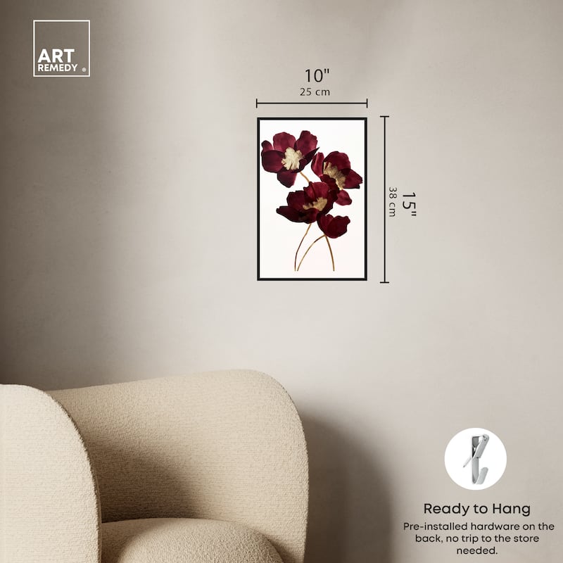 Art Remedy Wine Flowers Framed Floral Fine 1 Piece Canvas Wall Art