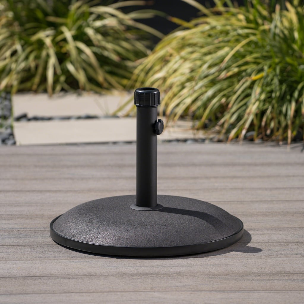 Concrete Umbrella Base with Iron Support Pole, Black Finish, 33 lbs, Up to 5 Feet Umbrella