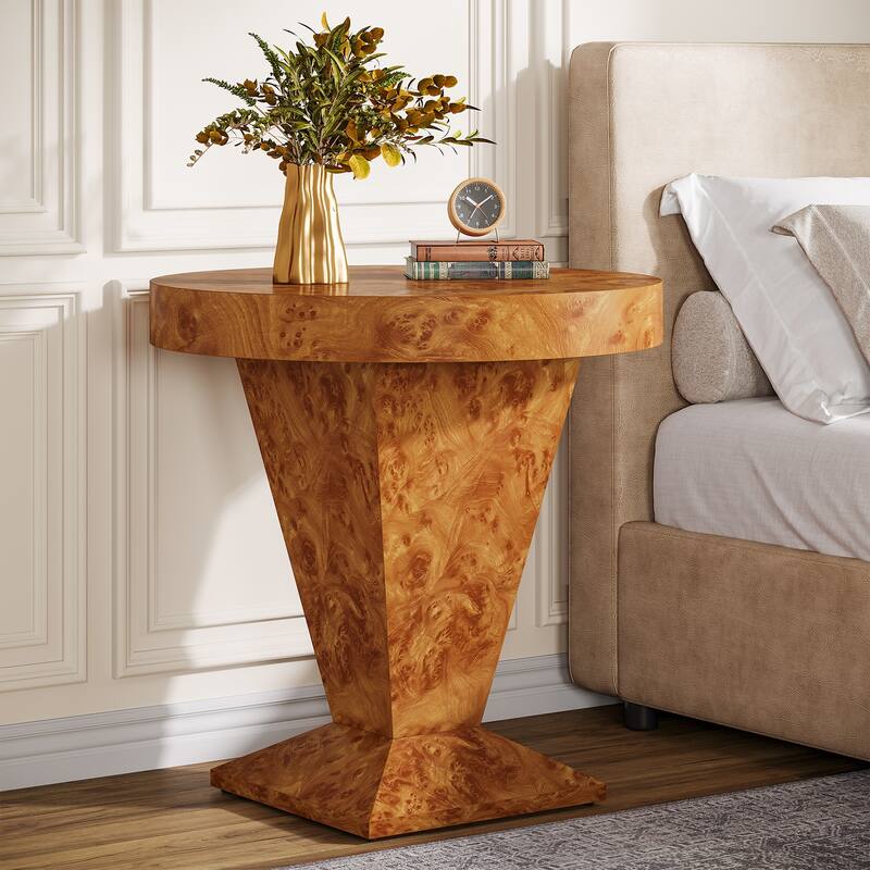 23.62-Inch Modern Side Table, Modern Pedestal Round End Table