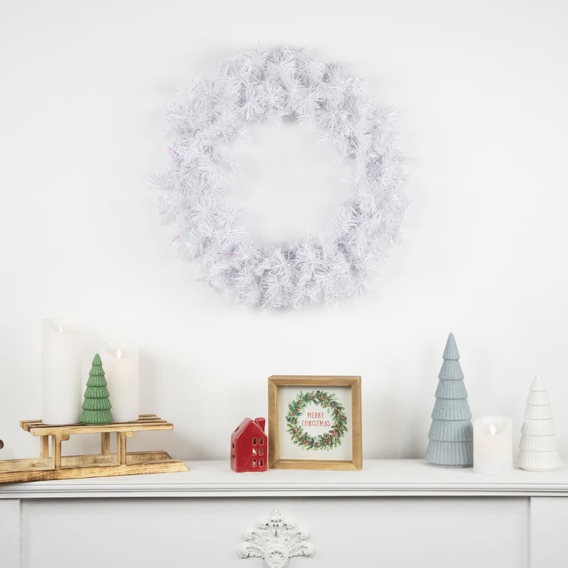 Icy White Iridescent Spruce Artificial Christmas Wreath - 18-Inch Unlit - 18"