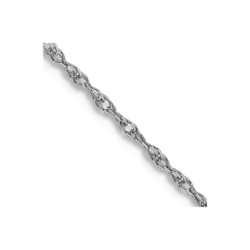 Curata 10k White Gold 0.8mm D/C Light Baby Rope Chain Necklace (Spring) Options: 16 18 20 24