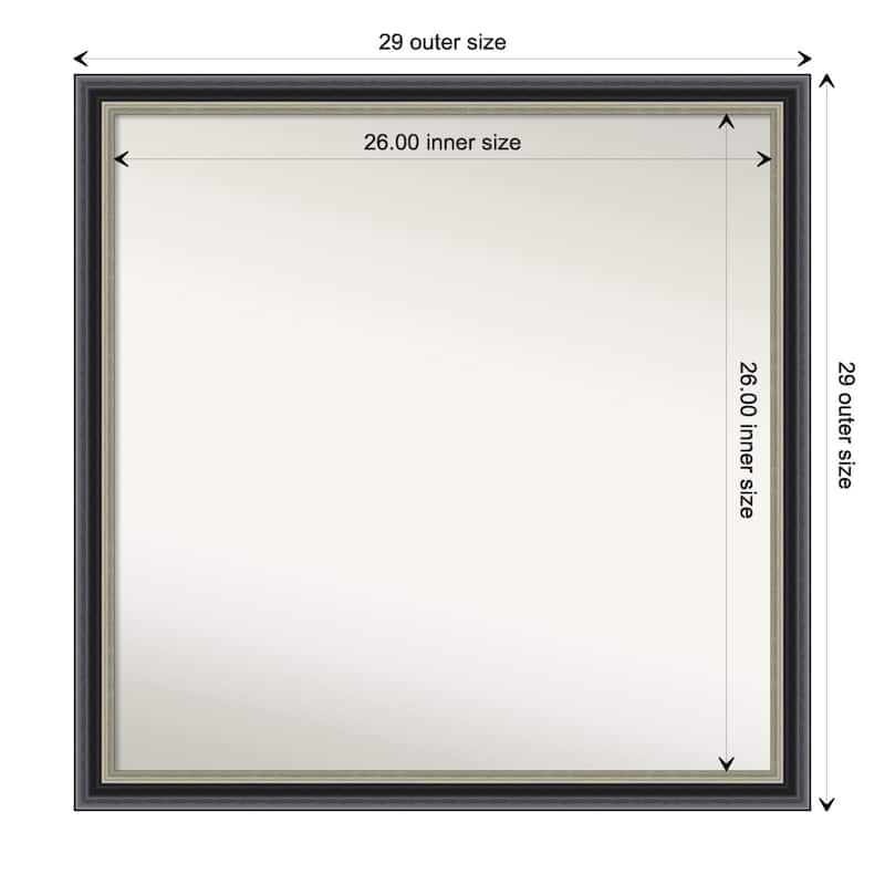 Theo Black Silver Non-Beveled Wood Framed Wall Mirror - Theo Black Silver - Glass Size 26x26