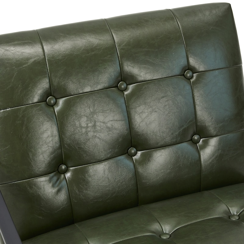 Glitzhome 29.50"W Mid-Century PU Leather Tufted Accent Chair - 29.5"W x 30.5"H x 29.25"D