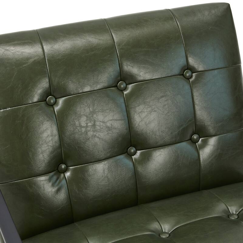 Glitzhome 29.50"W Mid-Century PU Leather Tufted Accent Chair - 29.5"W x 30.5"H x 29.25"D