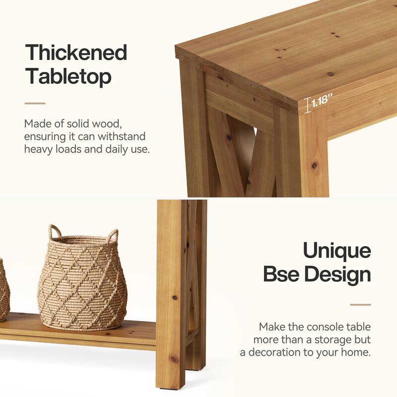 63-Inch Solid Wood Console Table for Entryway