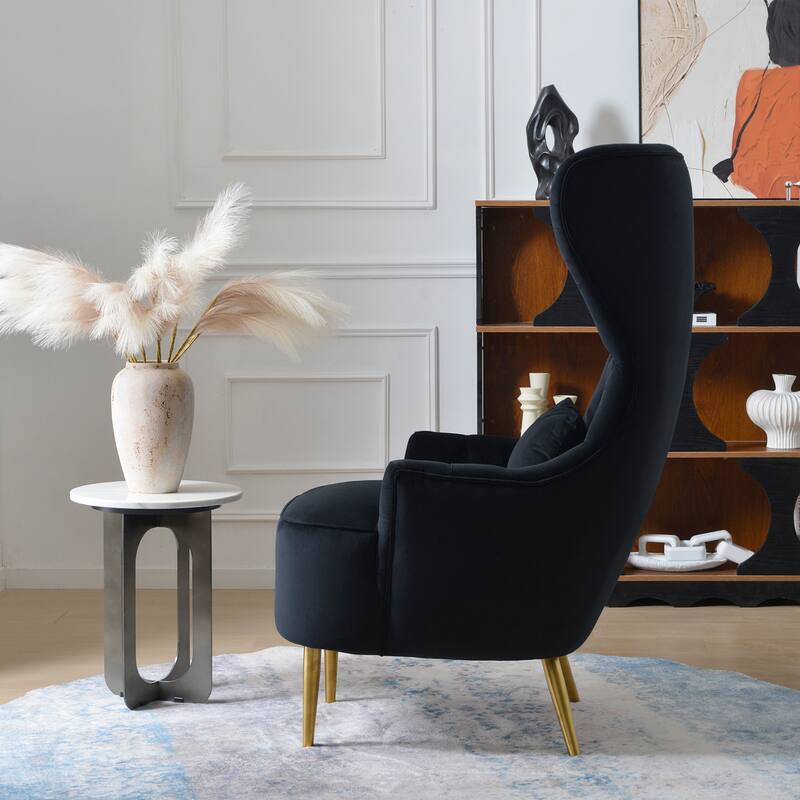 KINWELL Upholstered Tufted Velvet High Wingback Accent Chair