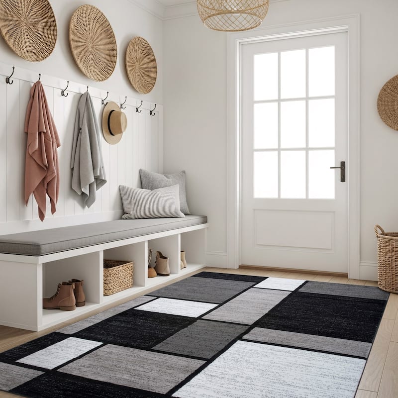 World Rug Gallery Contemporary Modern Boxed Color Block Area Rug