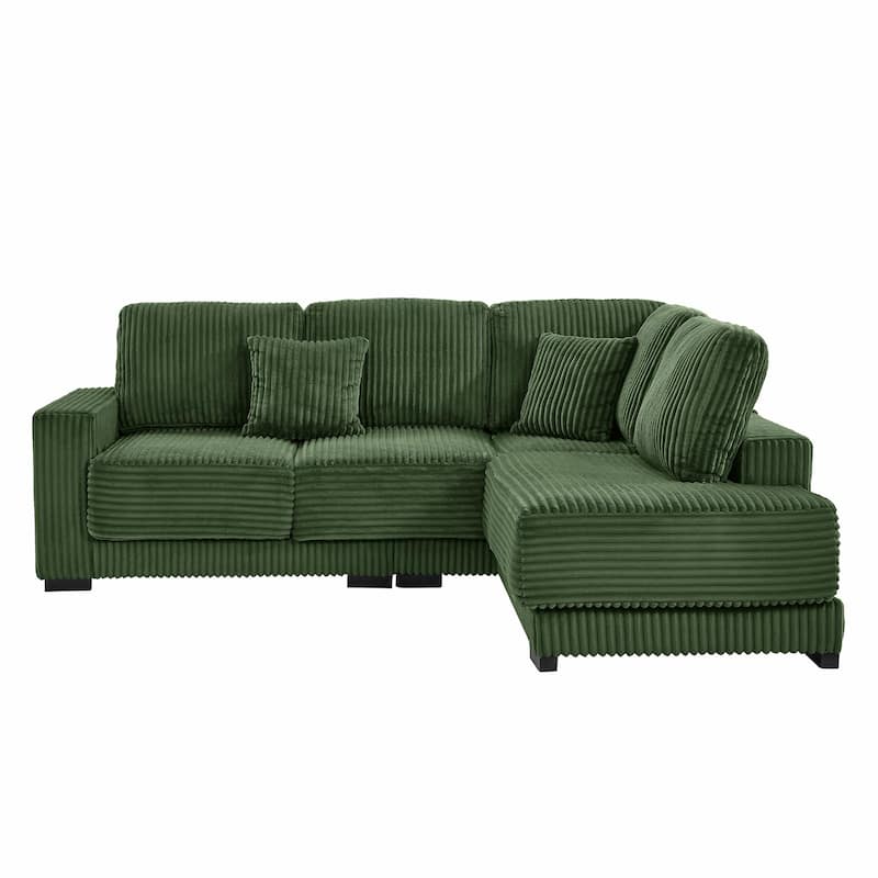 93" Sectional Sofa, L-Shaped with Reversible Chaise Lounge, Upholstered in Soft Corduroy