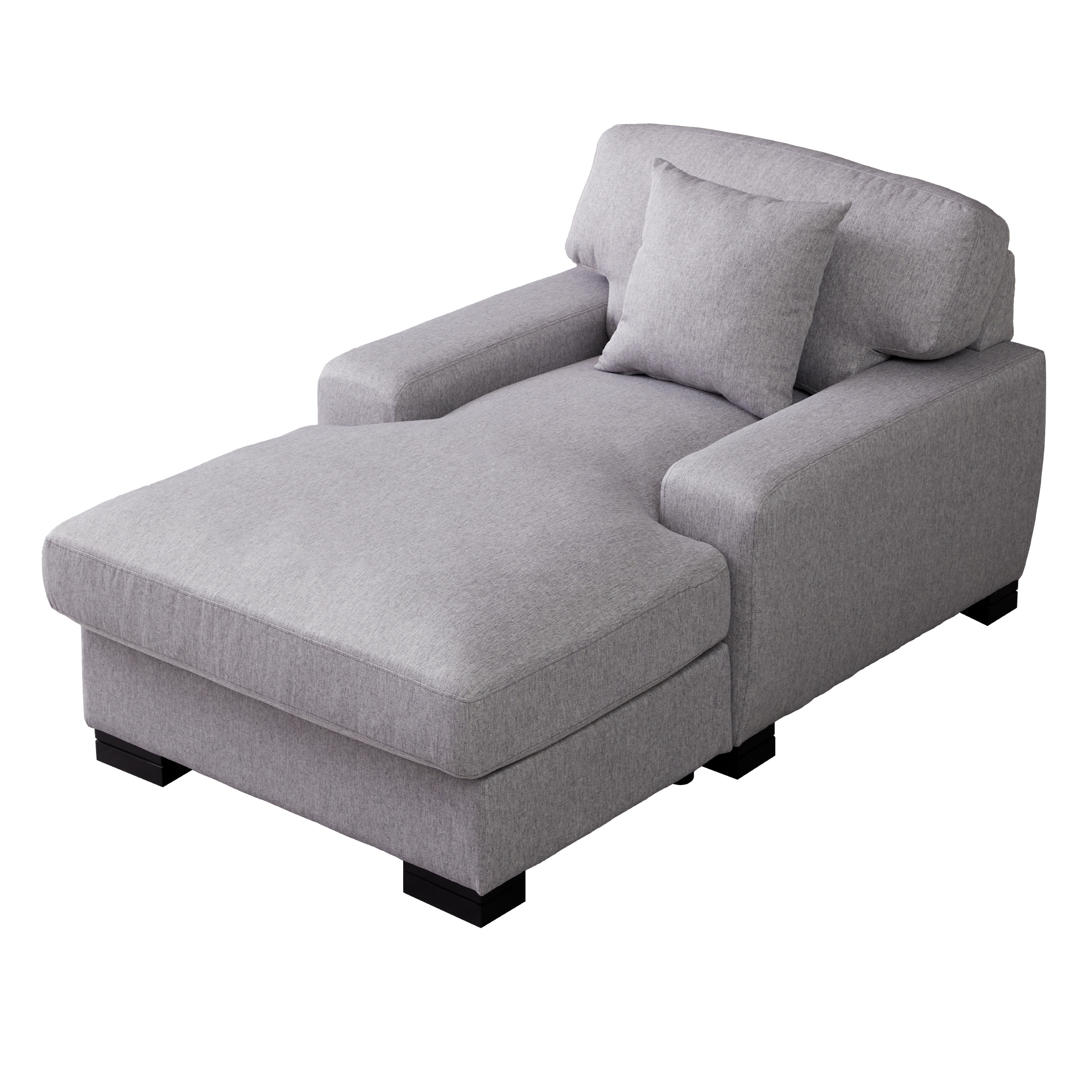 Velvet Oversized Chaise Lounger Comfort Sleeper Sofa with Pillow for  Livingroom Modern Square Arms Chair Bed w/Soild Wood Legs